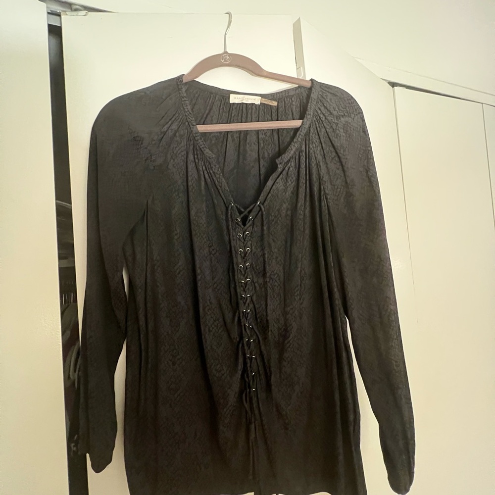 Black Lace-Up Women's Top